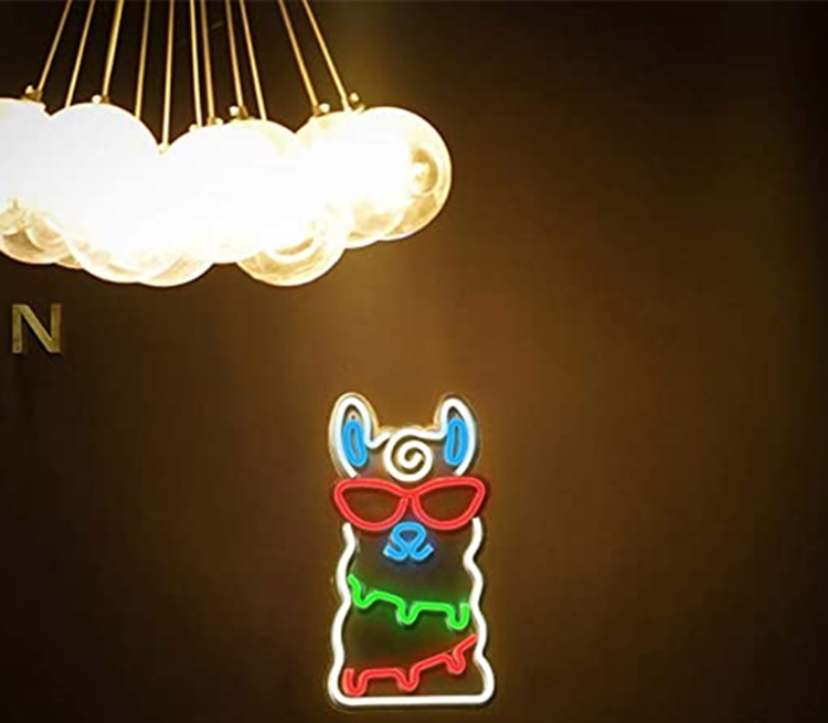 luminous lama neon wall logo