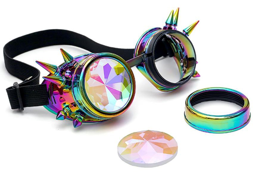 steampunk holographic led glowing glasses