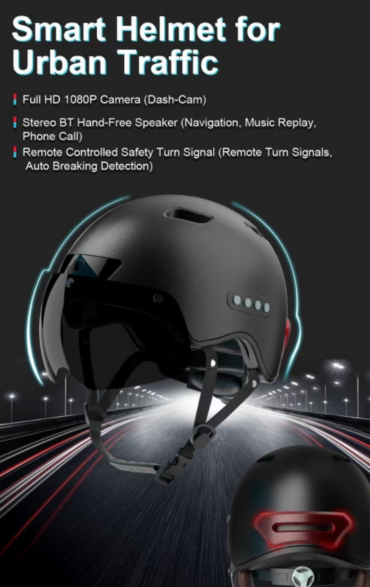 bicycle helmet with turn signals blinker
