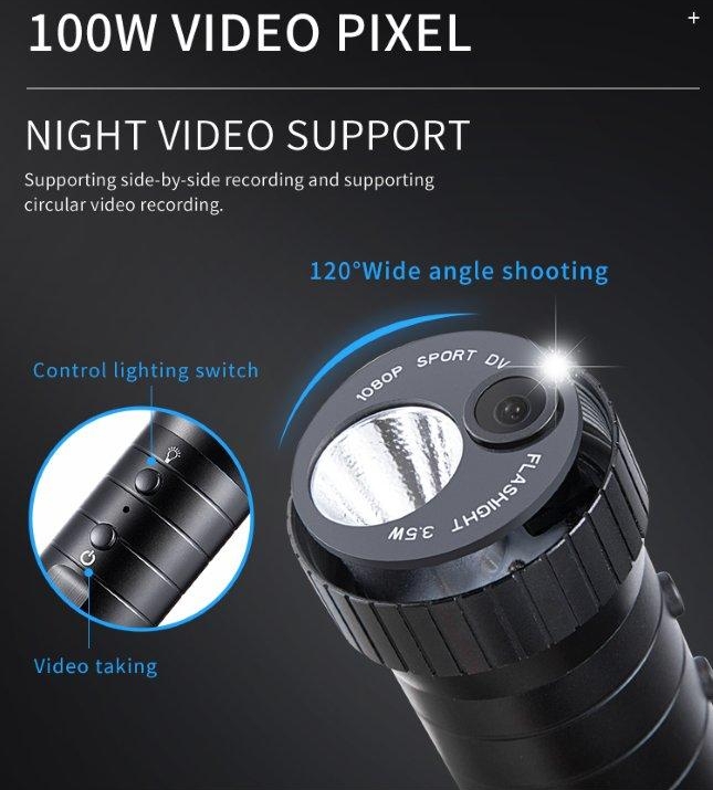 action camera in a flashlight
