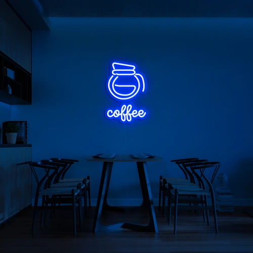 LED 3D neon logo on the wall COFFEE