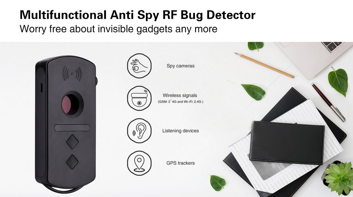 camera and bug detector with flexible gooseneck