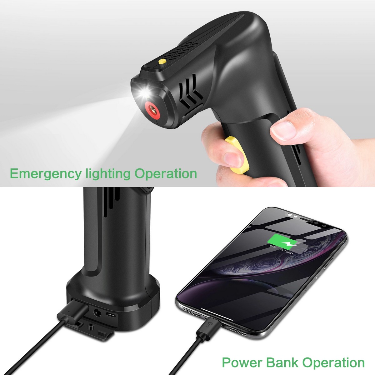 smart air pump + led flashlight and powerbank
