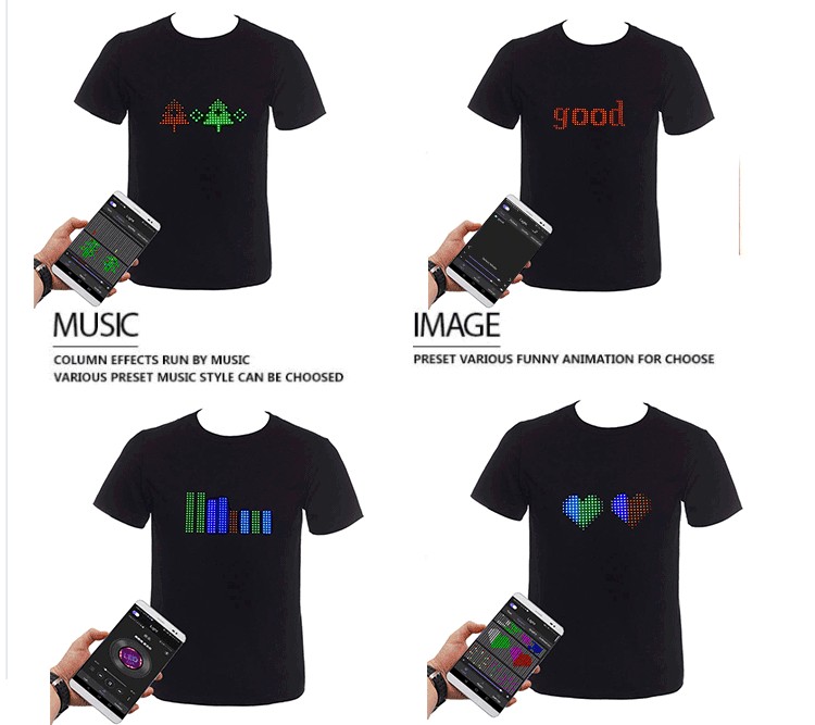 LED programmable t-shirt with coloured led display