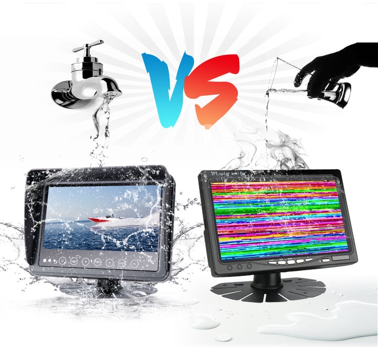 waterproof waterproof metal 7" monitor with IP68 protection for cars/machines/boats etc.