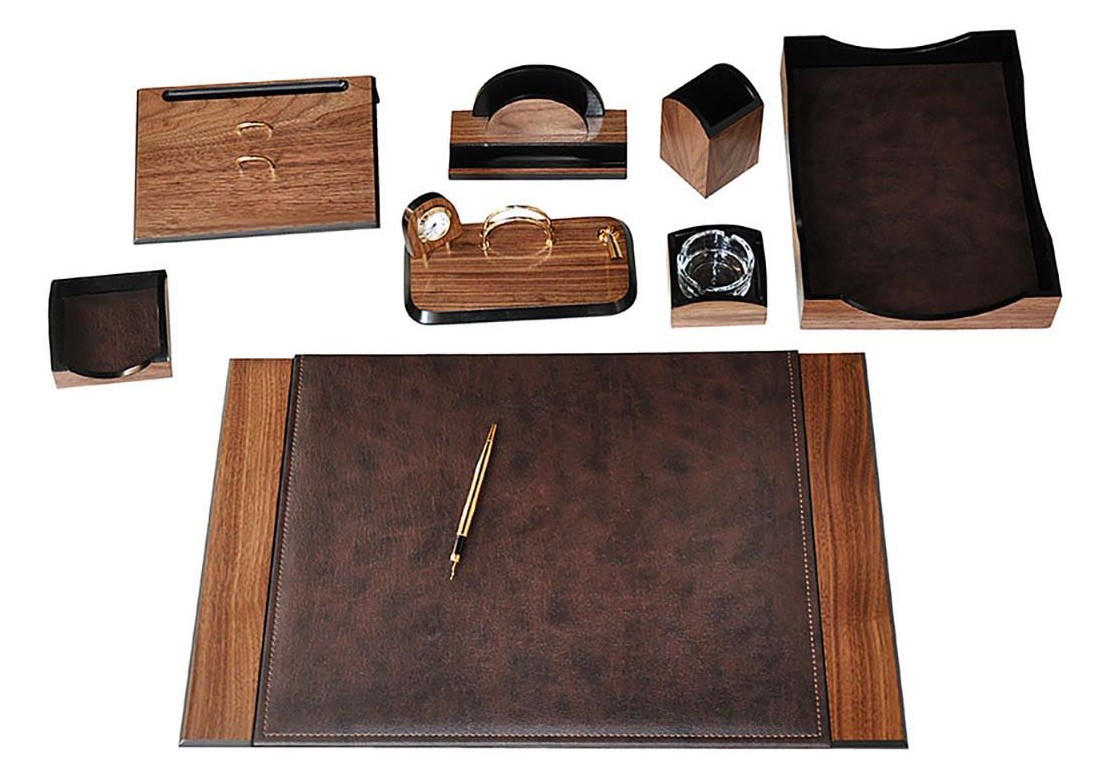 office accessory - office table set leather and wood