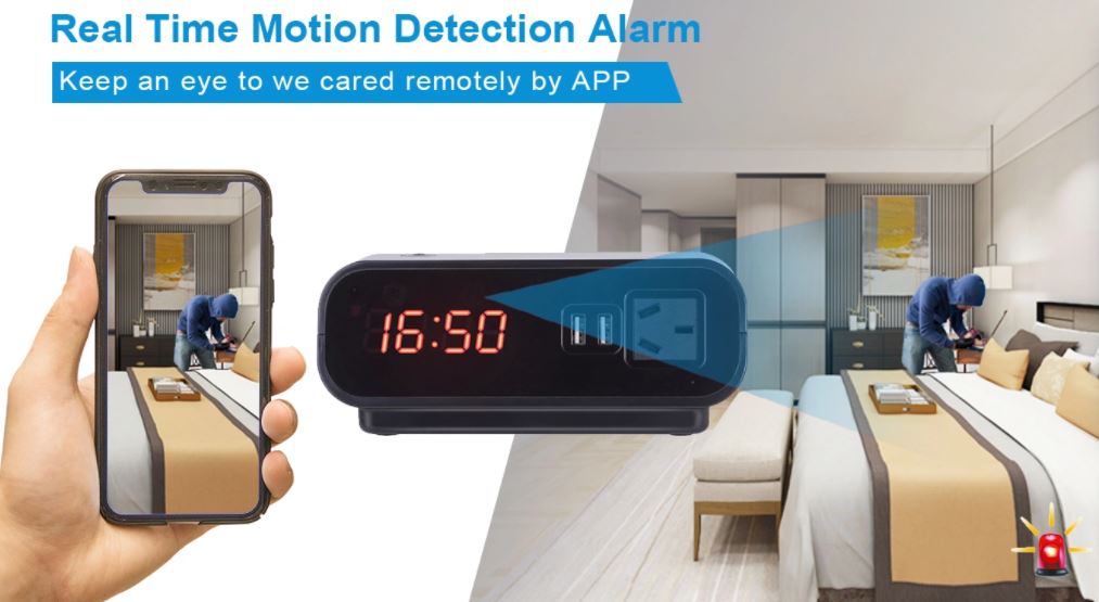 wifi secret camera in alarm clock