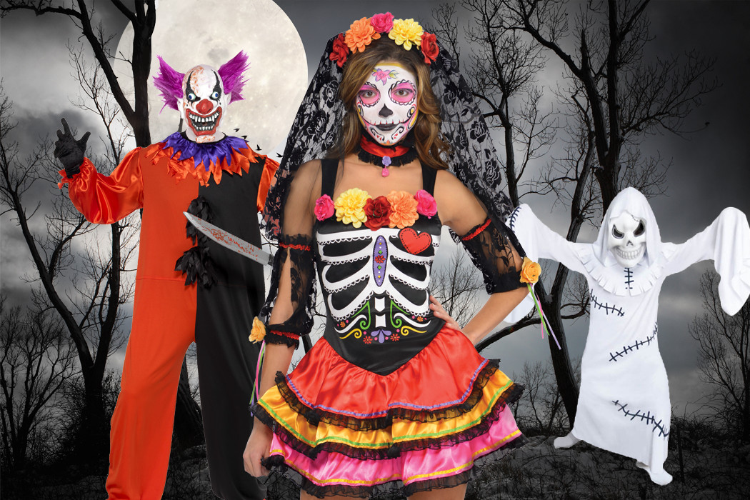 carnival costumes and Halloween masks