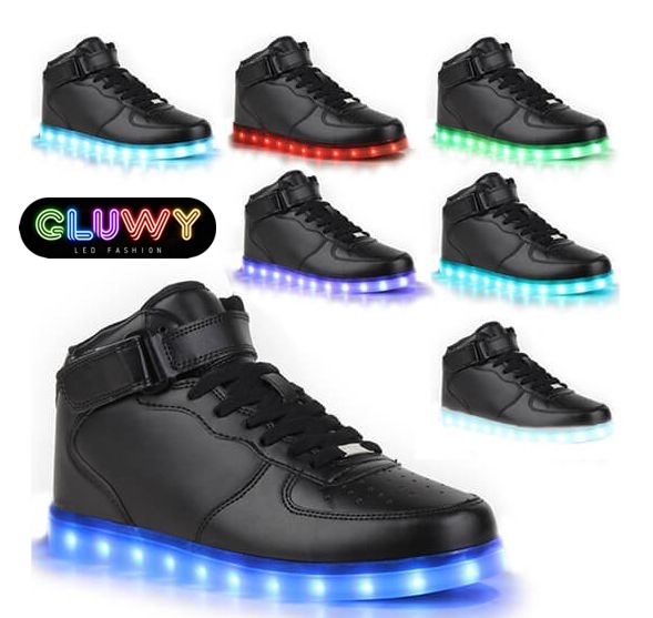 LED shining black boots sneakers