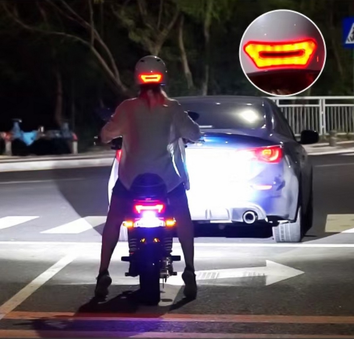 helmet with motorcycle lighting