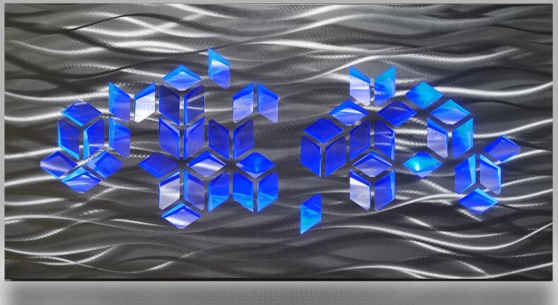 METAL abstract wall paintings 3d shape - led light up
