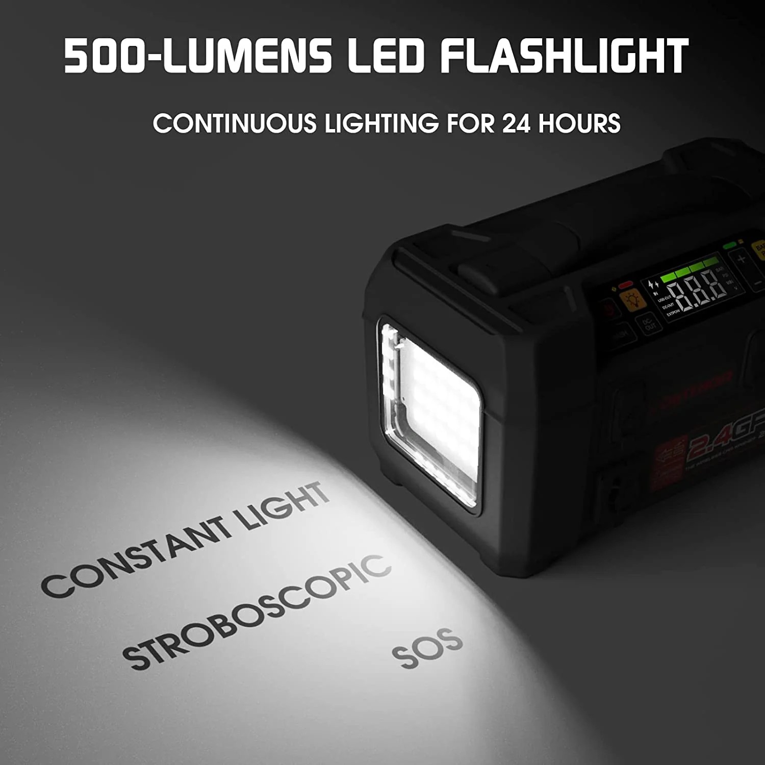 car starter 500 lumen LED flashlight + compressor and power bank