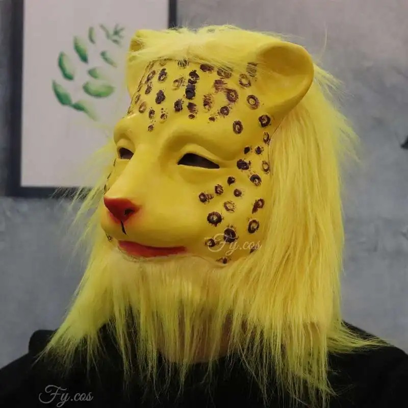 leopard face silicone latex mask for head
