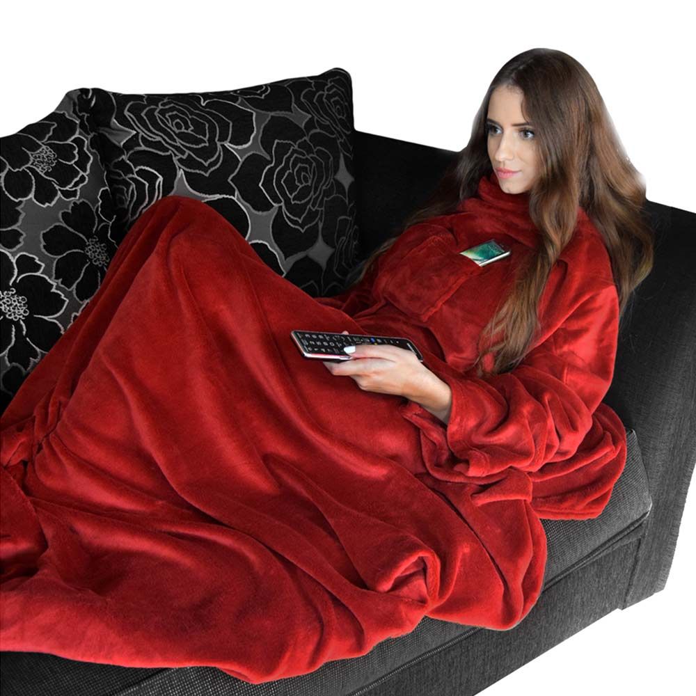 snuggie TV fleece blanket with sleeves, oversized