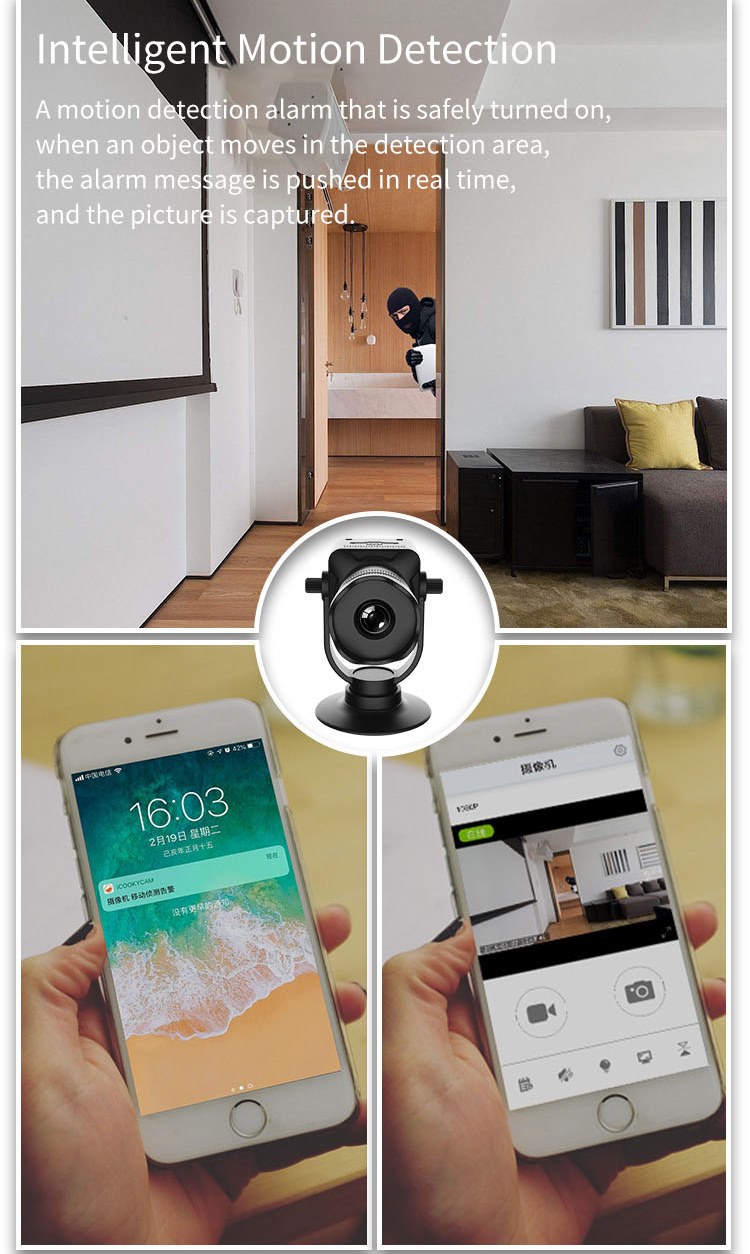 360° HD spion camera with motion detection