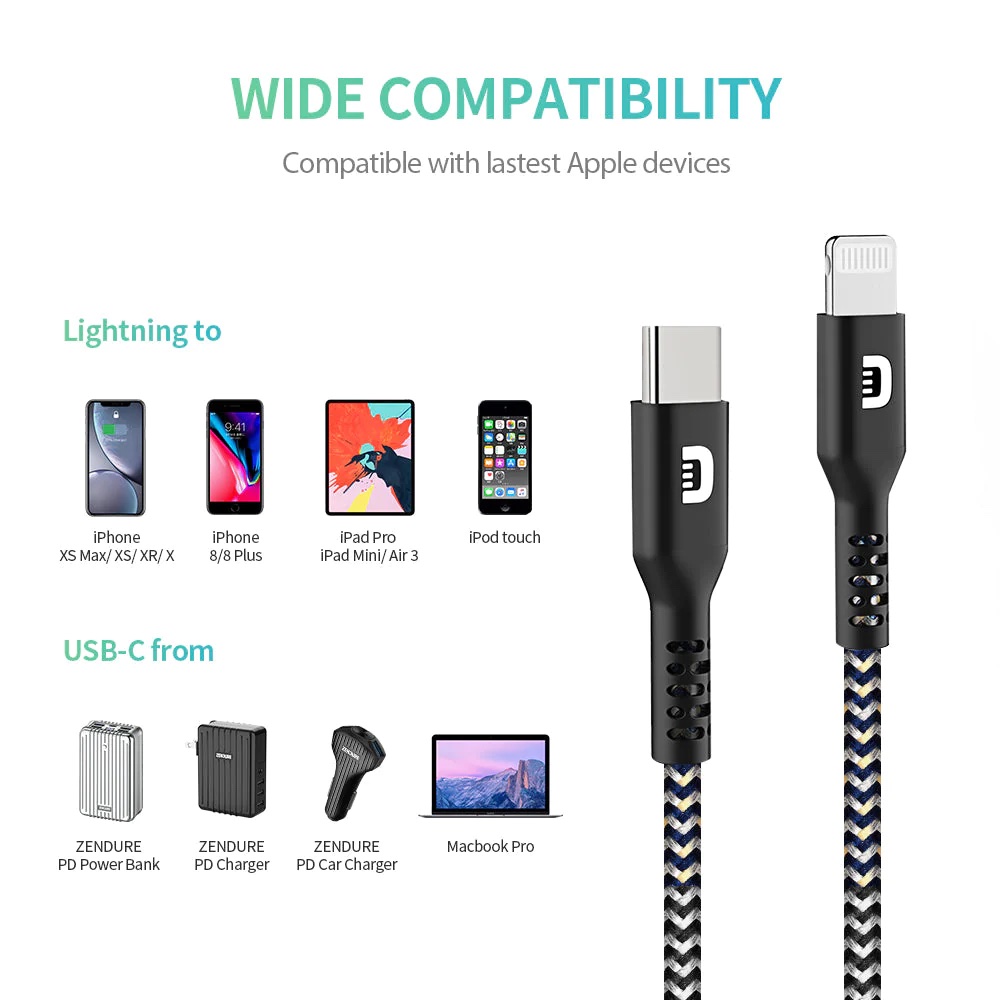 usbc lighting cable for mobile phone black