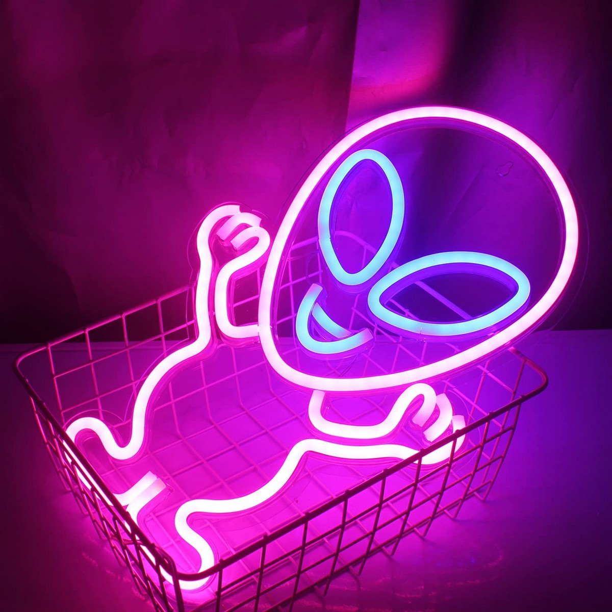 glowing alien - neon logo wall
