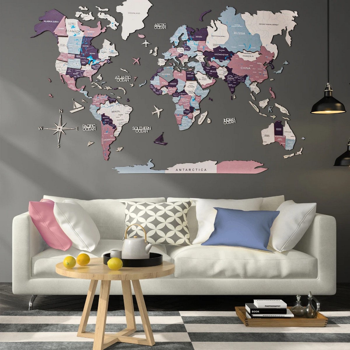 world map wall decoration