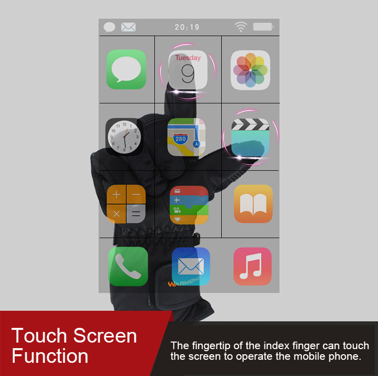 winter gloves with a touch screen finger surface for smartphones