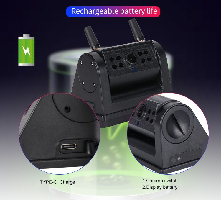 rear wifi car camera - rechargeable built-in battery