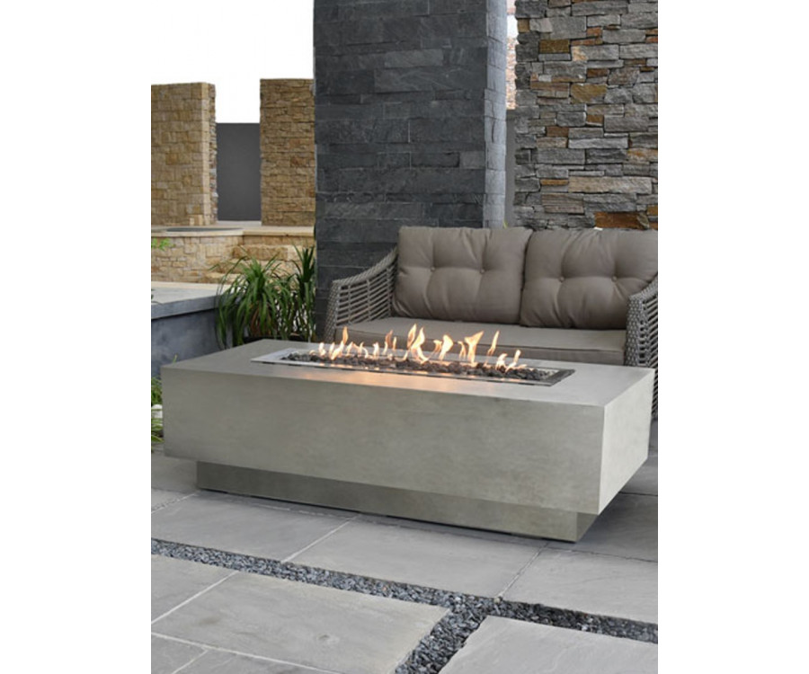 outdoor gas fireplace with table