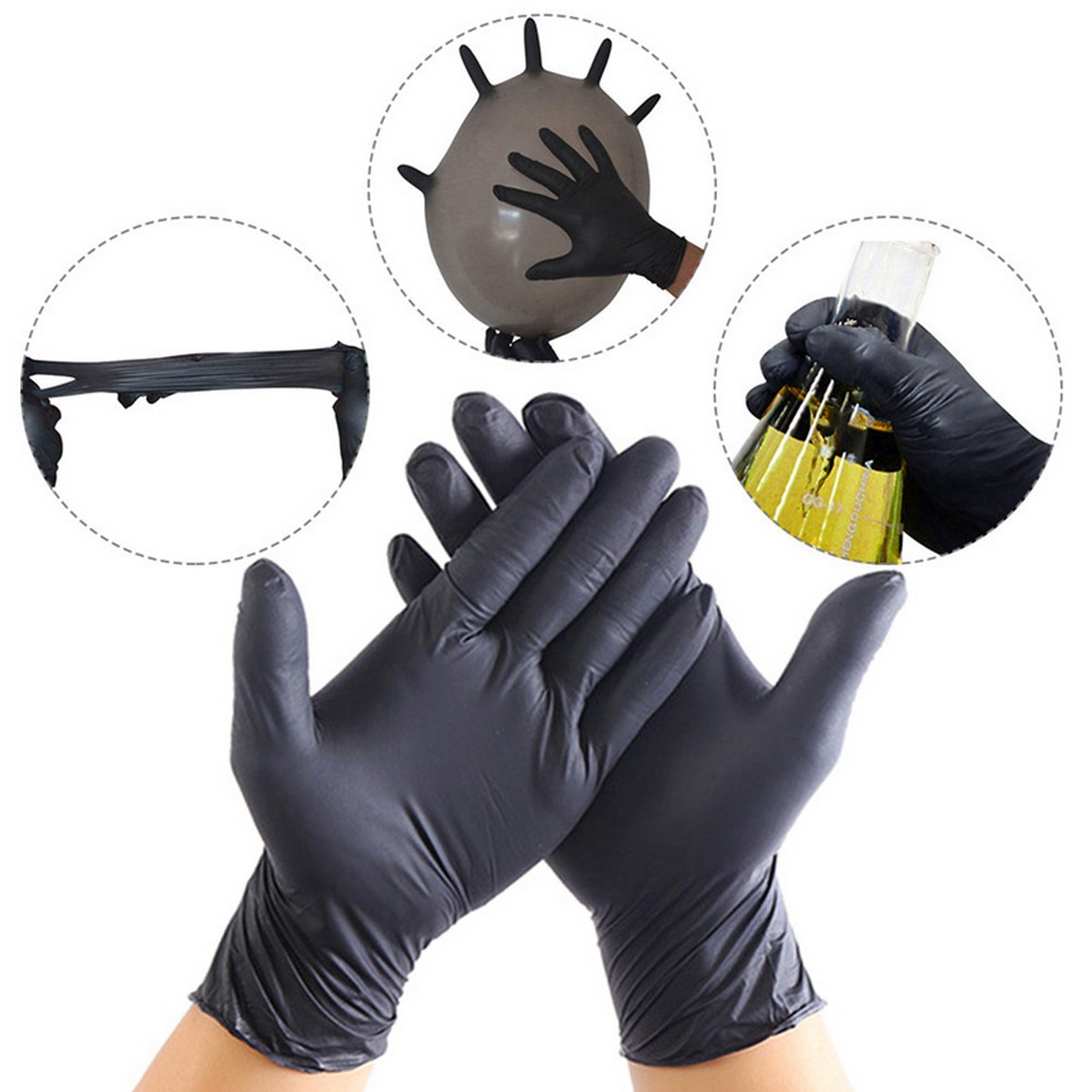 rubber gloves nitrile protective color black