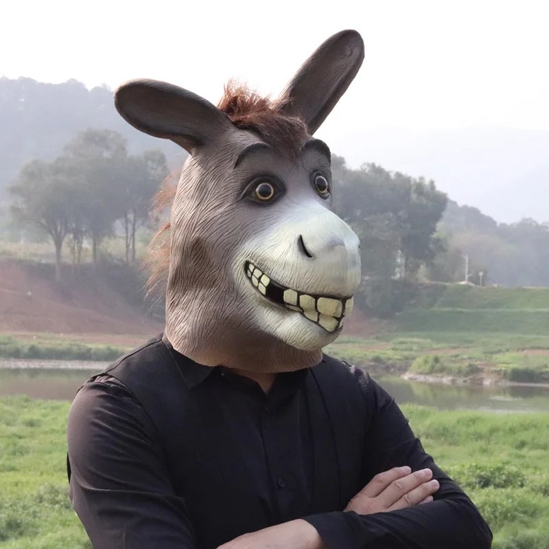 Donkey funny carnival smilling face head mask silicone
