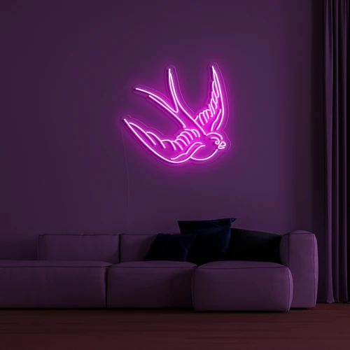 3D LED neon logo on the wall - dove
