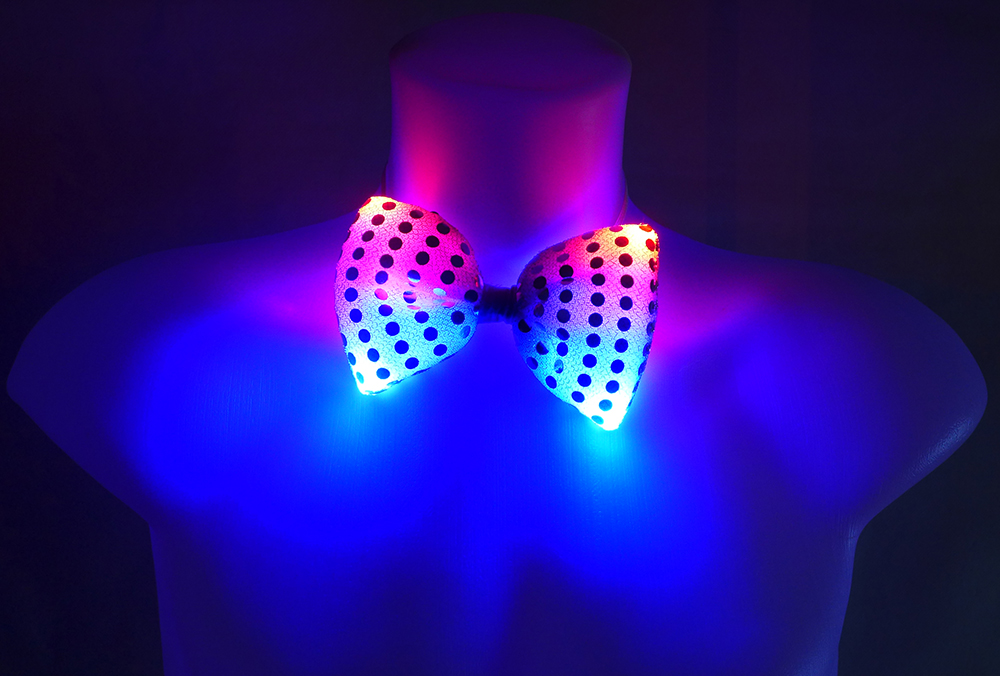 white dotted bow tie