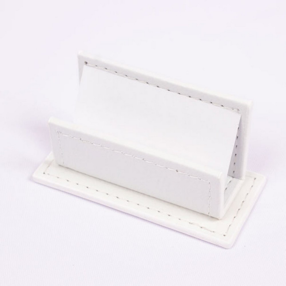 leather business card holder white