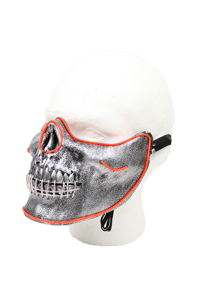 rave mask on face - red skull