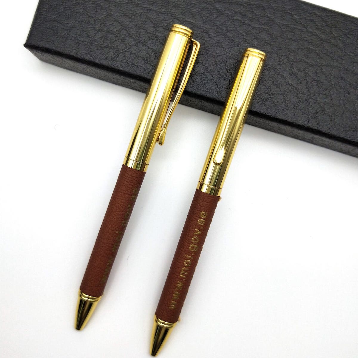 Luxury golden pen with leather