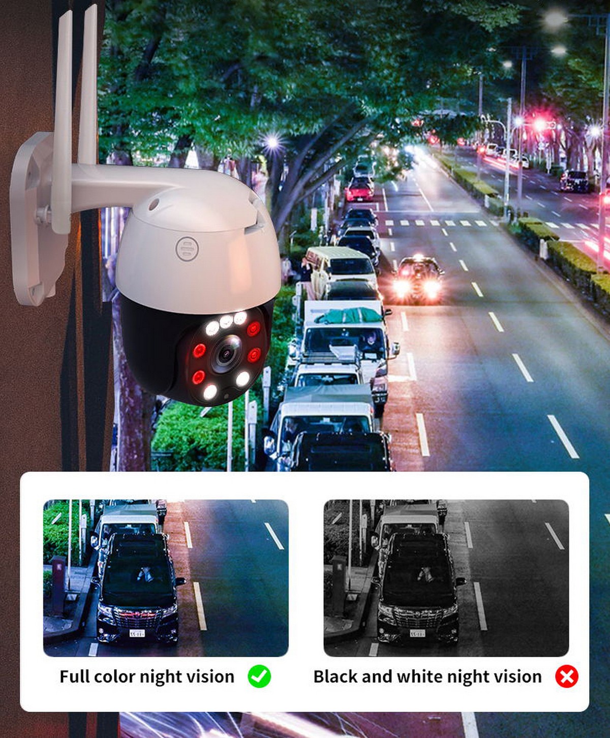 full-color colorful night vision ip camera on a house