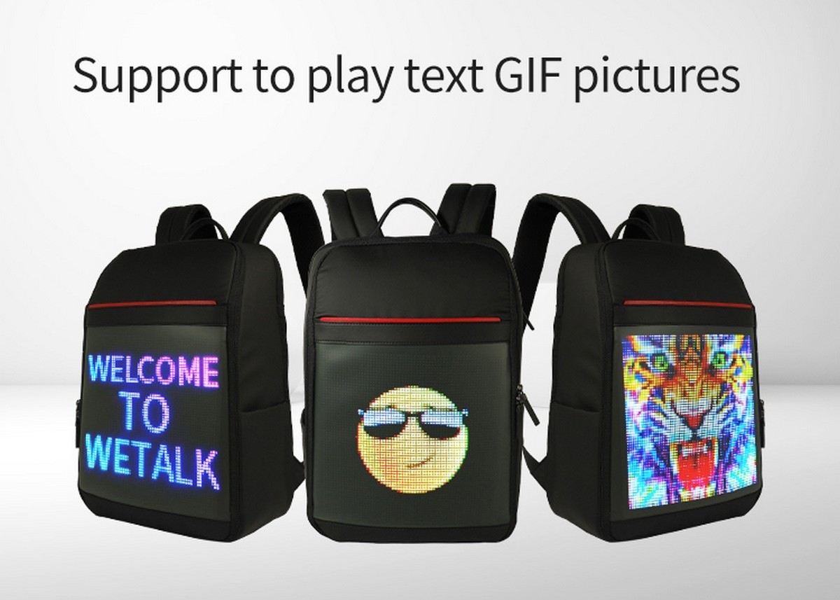 smart backpack with led display image playback and GIF