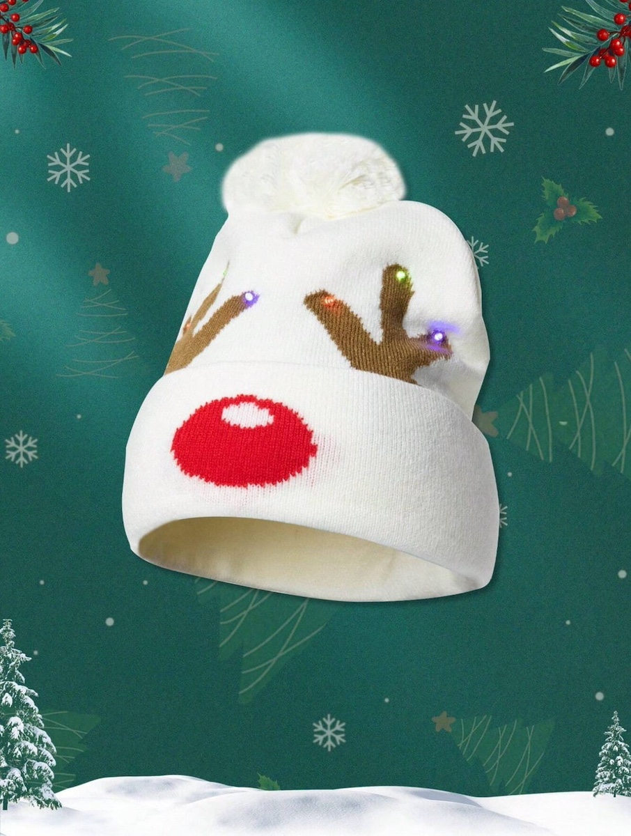 cap Christmas reindeer antlers - cap for winter glowing, Rudolph