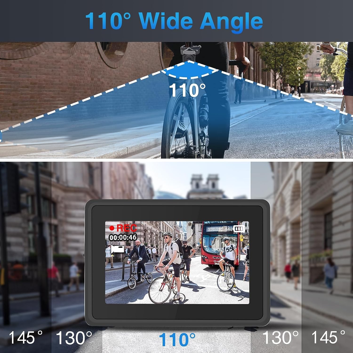 bicycle camera viewing angle 110 degrees + monitor
