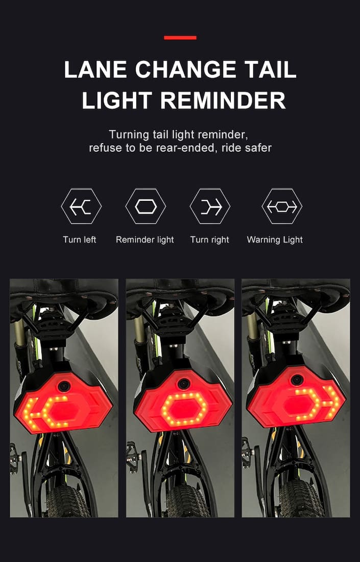 bike tail light with turn signals + camera