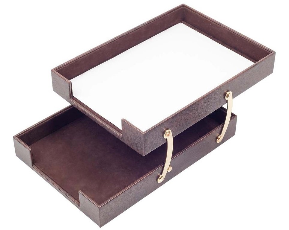luxury leather document tray