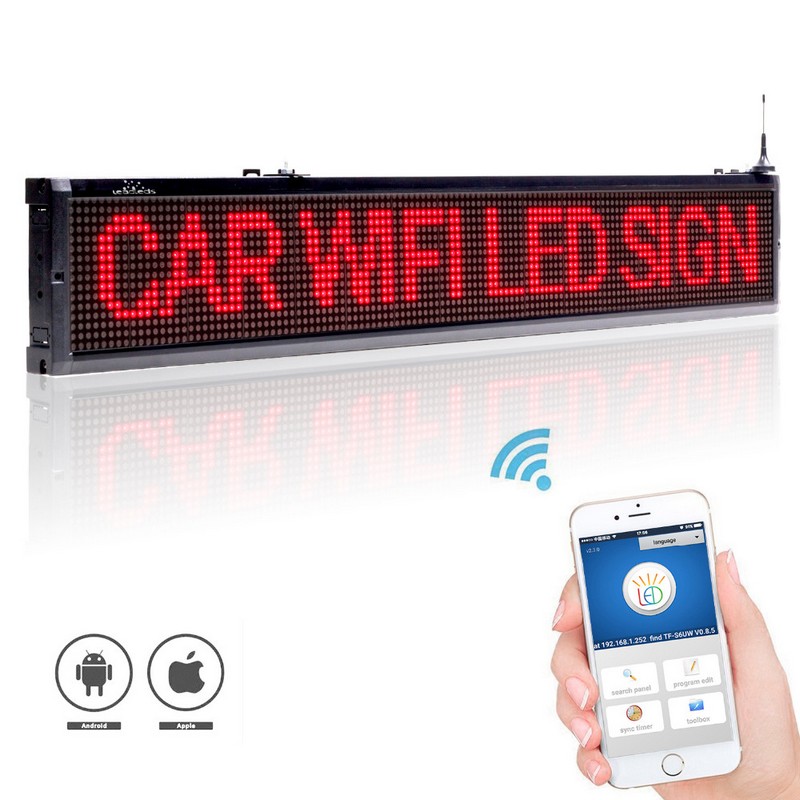 WiFi LED display for businesses, red, 101cm