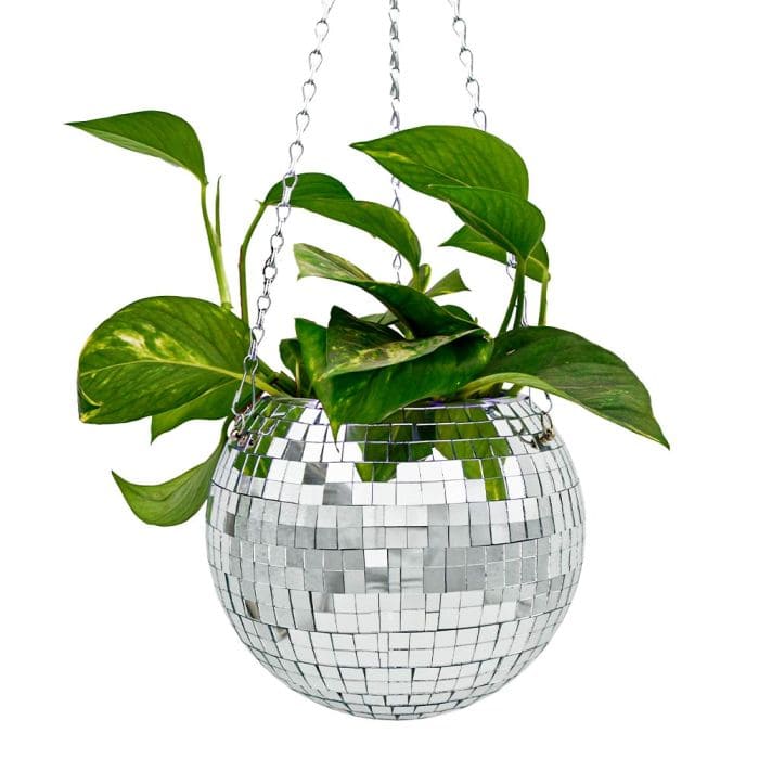 disco ball plant holder mirror ball