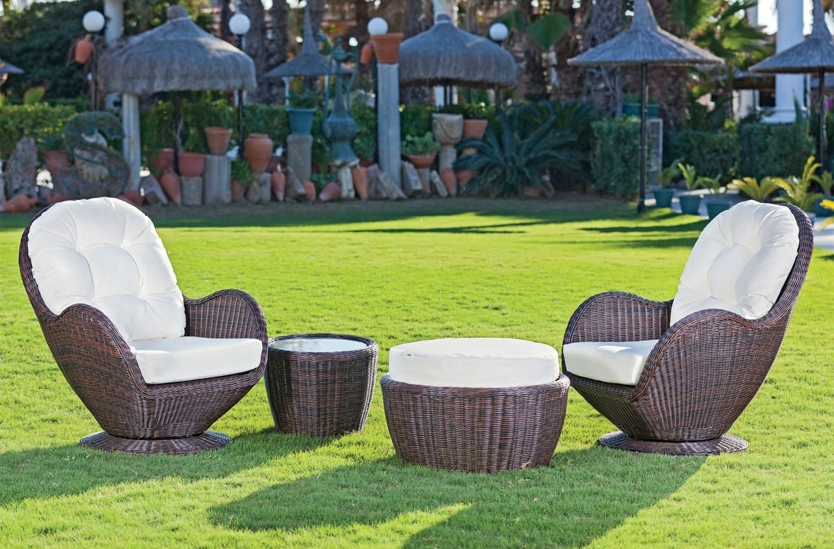 rattan armchairs set garden table luxury