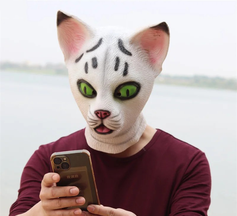 cat mask face head silicone latex