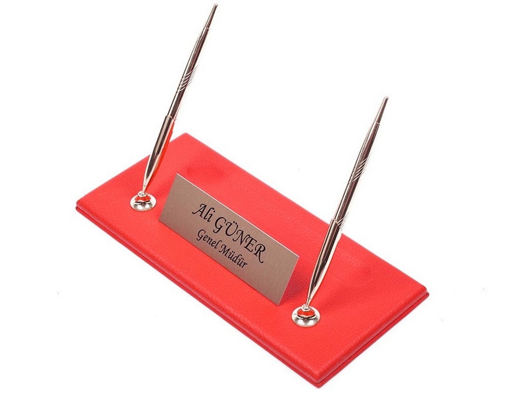 pen holder luxury red leather