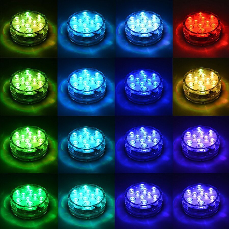 Submersible lamps in the water rgb colored for the pool