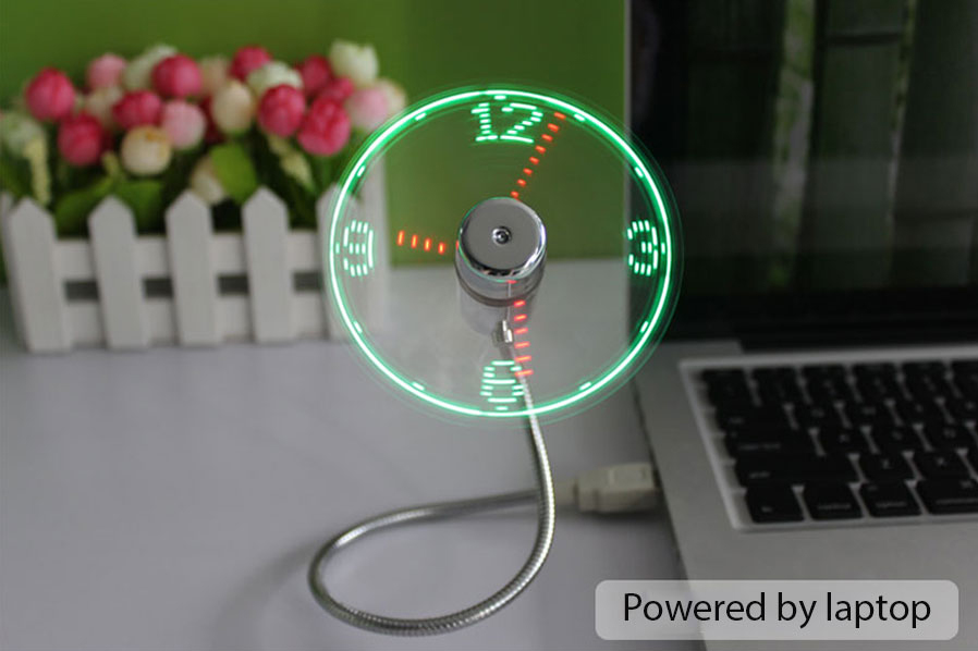 USB Fan with LED clock