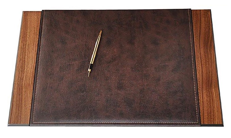 luxury leather and wooden document mat