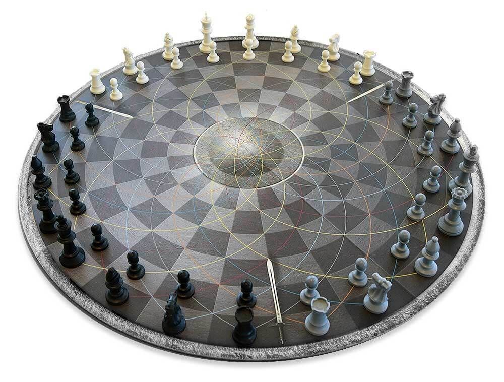 Round chess for 3 players (persons)