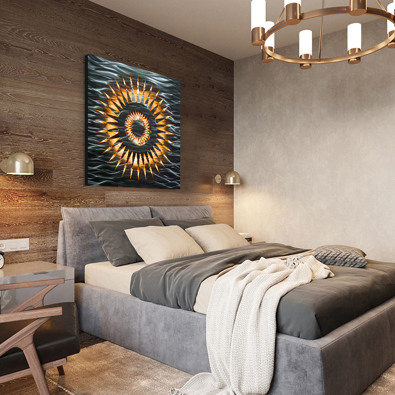 3d painting in living room LED backlit metal