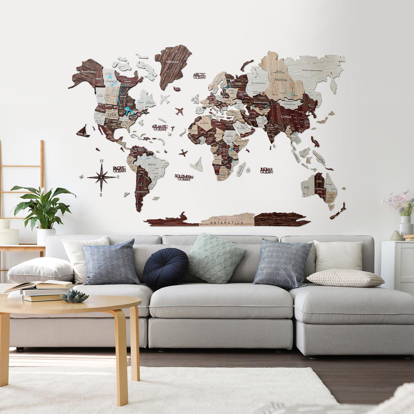 wooden world map magnetic
