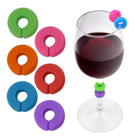 rings for wine glasses, colored labels